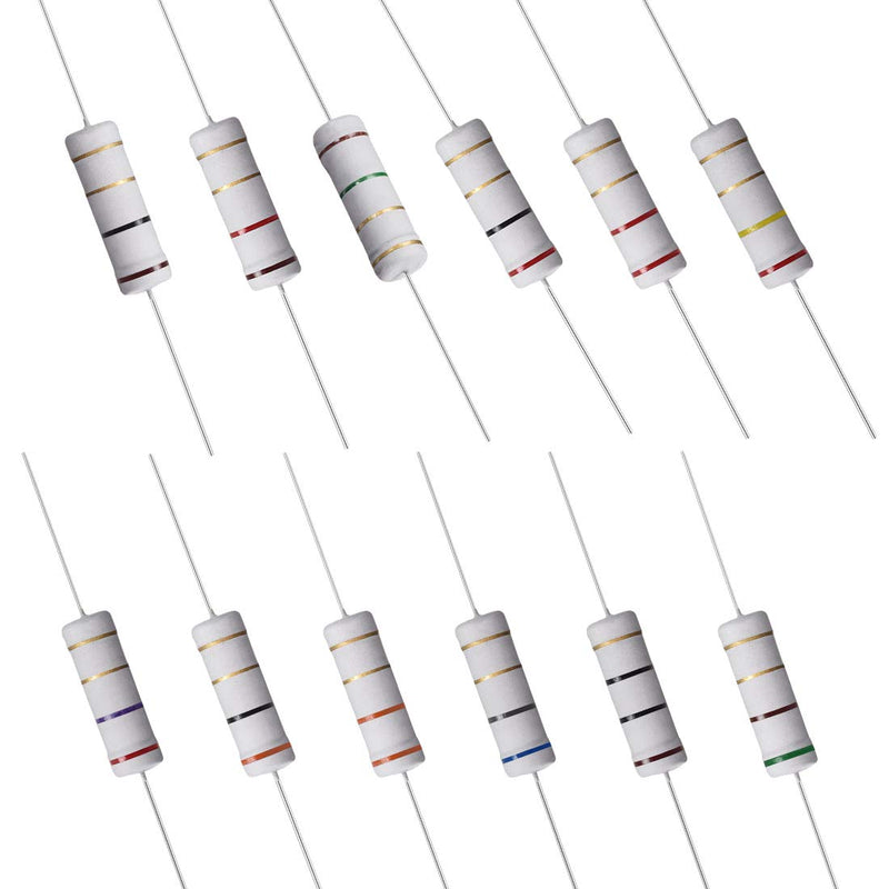 [Australia - AusPower] - uxcell 60 Pcs 5W Metal Oxide Film Resistor 1R,1.2R,1.5R,2R,2.2R,2.4R,2.7R,3R,3.3R,5.1R,6.8R,10R Ohm 