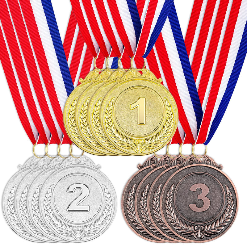 [Australia - AusPower] - Award Medals 1st 2nd 3rd(Gold, Silver, Bronze) Metal Olympic Style Winner with Neck Ribbon, 2 Inches 12 Pack 