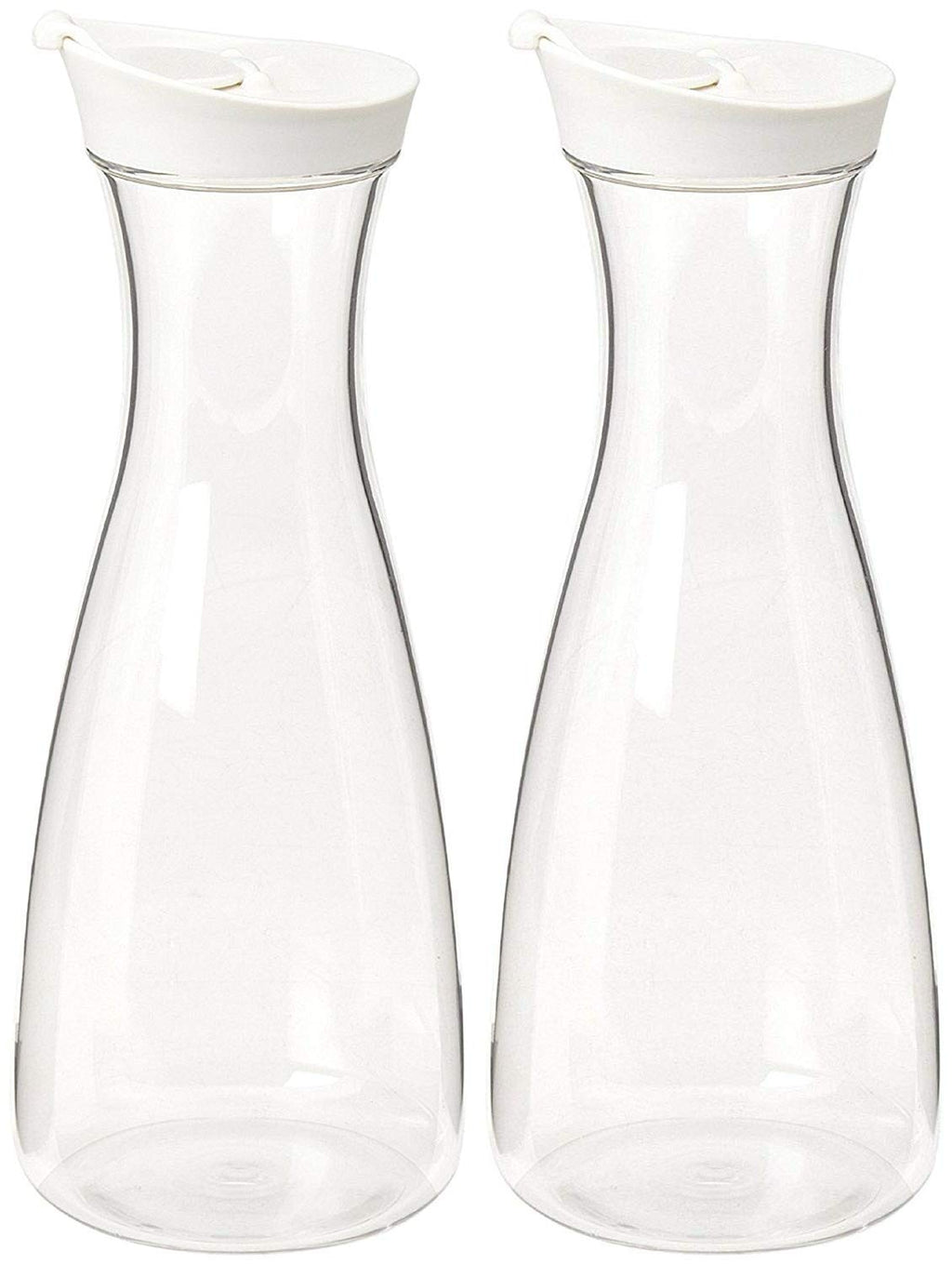 [Australia - AusPower] - 2 Pack - Large White (clear) Plastic Carafe Pitcher -Acrylic -BPA Free -57 oz.(1.7 LT.) - Premium Quality - For Juice - Water - Wine - Iced Tea or Milk- Not Suitable for Hot Drinks - No Stickers! (2) 2 