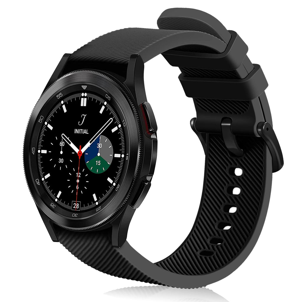 [Australia - AusPower] - Fintie Band Compatible with Samsung Galaxy Watch 4 40mm/44mm and Classic 42mm/46mm / Galaxy Watch 42mm, 20mm Silicone Strap Sports Replacement Wristband Compatible with Gear Sport/Active & Active 2 Black 