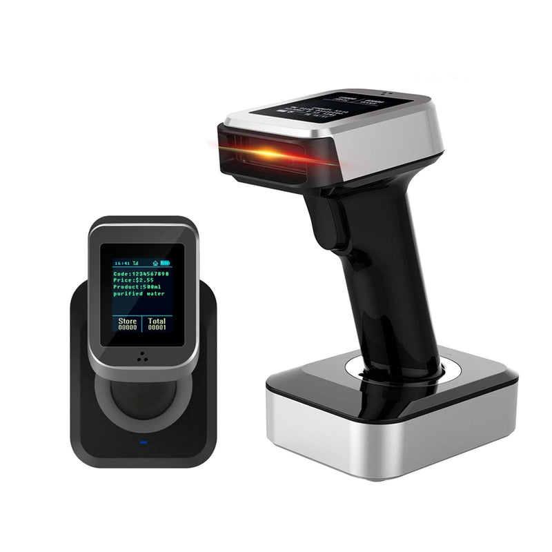[Australia - AusPower] - Symcode 2D QR Bluetooth Barcode Scanner with Screen Display with Charging Base,3 in 1 Compatible with Bluetooth & 2.4GHz Wireless & Wired Connection with 1.8 inch TFT Color LCD Screen 