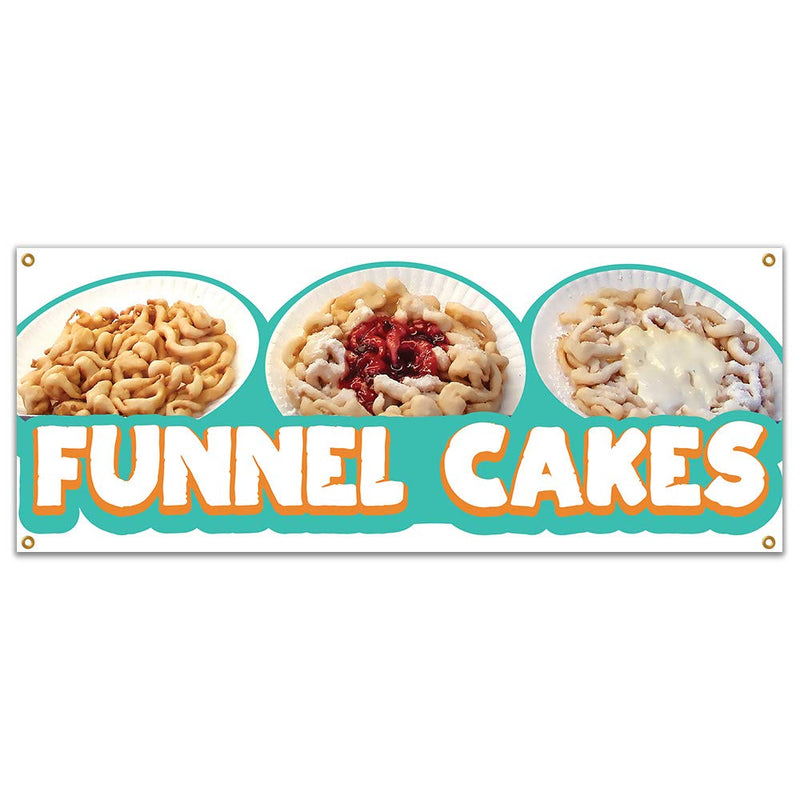 [Australia - AusPower] - SignMission Funnel Cakes 48" Banner Concession Stand Food Truck Single Sided, Size: 18" X 48" 