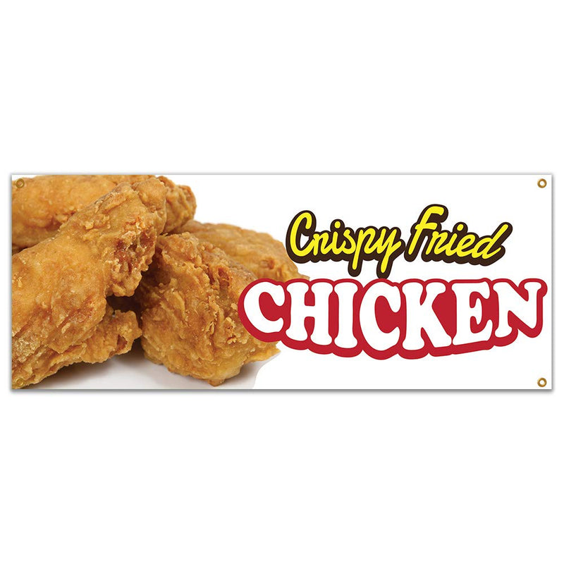 [Australia - AusPower] - SignMission Crispy Fried Chicken 48" Banner Concession Stand Food Truck Single Sided, Size: 18" X 48" 