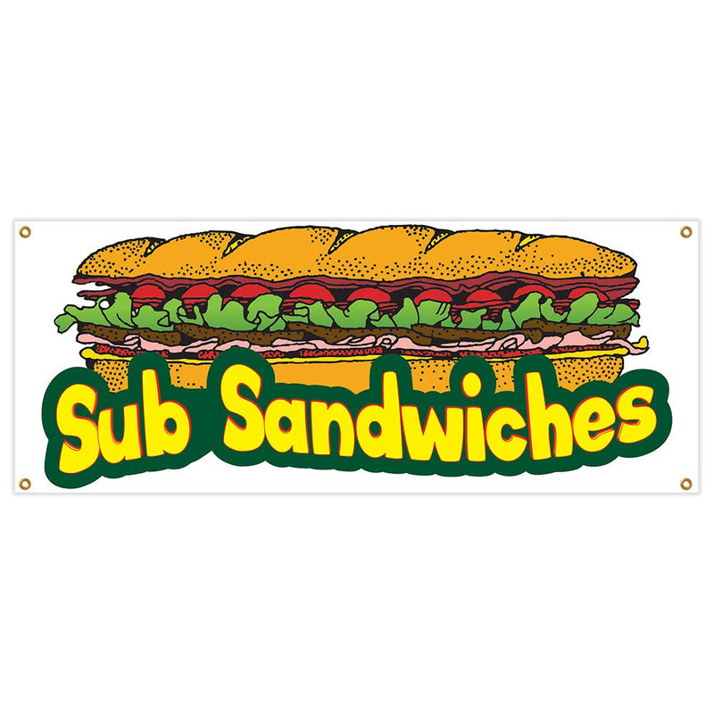 [Australia - AusPower] - Sub Sandwiches Banner 18" x 48" Heavy Duty 13 oz Vinyl Banners with Grommets Single Sided 