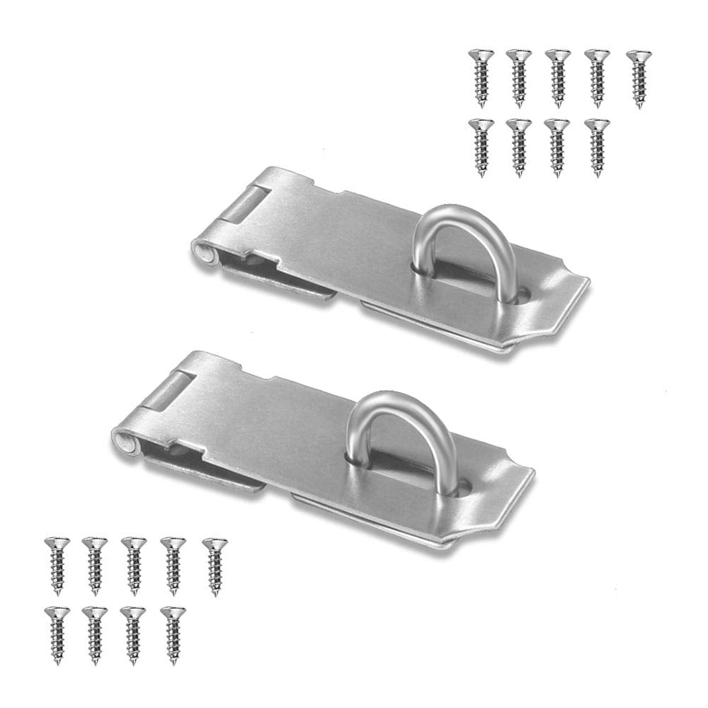 [Australia - AusPower] - Door Locks Hasp Latch, 5 Inch Stainless Steel Safety Packlock Clasp Hasp Lock Latch, Extra Thick Gate Lock Hasp with Screws Brushed Finish 2 Pack (5inch)1 5inch White 