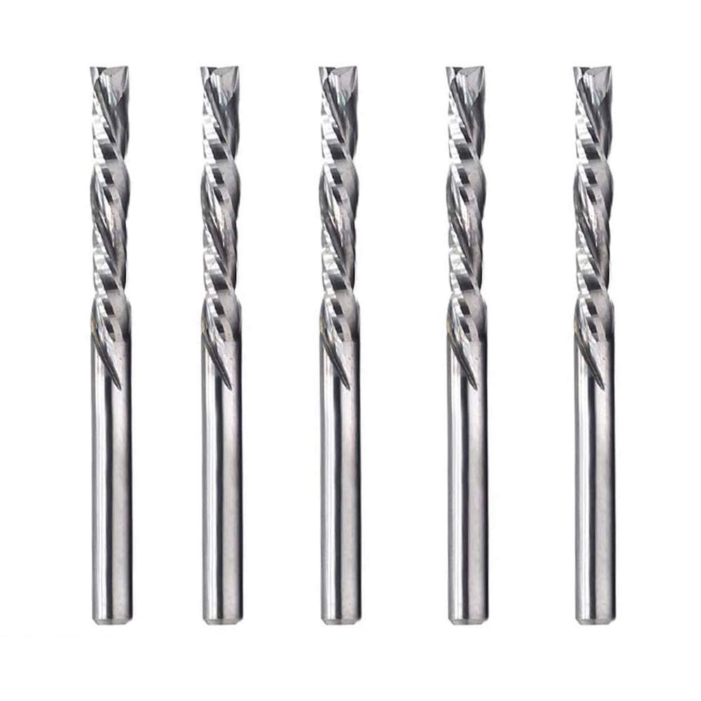 [Australia - AusPower] - OSCARBIDE Carbide End Mills Up & Down Cut 1/8 Inch Shank,CNC Spiral Router Bits(3.175x22mm) 2 Flutes Milling Cutter for Engraving Milling 3D sculpturing Roughing Composite Multilayer High Cutting 5pcs 