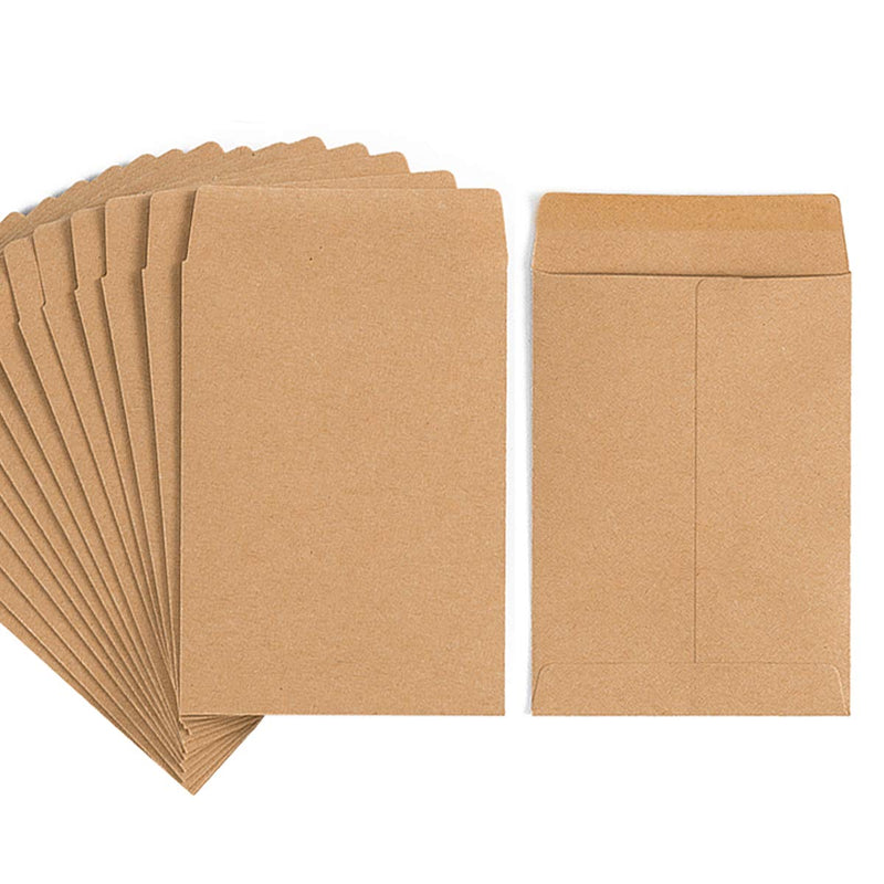[Australia - AusPower] - 100 Pack Kraft Small Coin Envelopes Self-Adhesive Seed Envelopes Mini Parts Small Items Stamps Storage Packets Envelopes for Garden, Office or Wedding Gift (Brown, 3.23×4.53 inch) Brown 