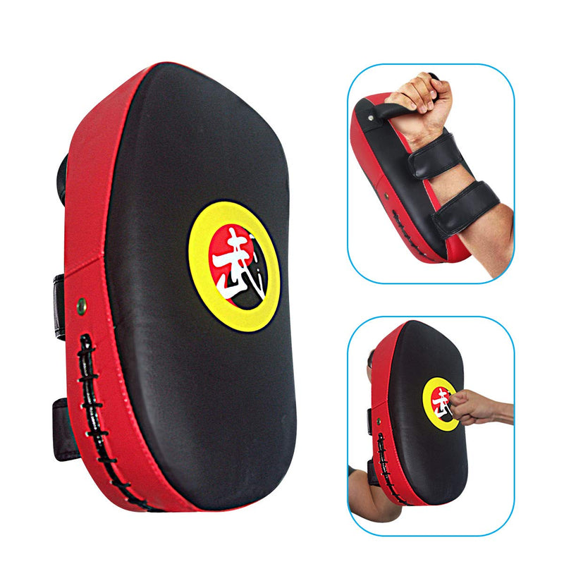 [Australia - AusPower] - TLBTEK 1Pcs Taekwondo Kick Pad PU Muay Thai Pads MMA Karate Kick Pads Kickboxing Training Pads Martial Arts Punching Pads Leather Strike Curved Kicking Shield Red 