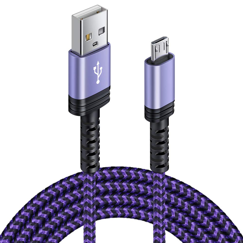 [Australia - AusPower] - Micro USB Charging Cable, 1 Pack 6FT Android Charger Cord Nylon Braided Fast Charging Cable Compatible Samsung Galaxy S6 S7 Edge,Kindle,Android & Windows Smartphones, PS4 and More-Purple purple 