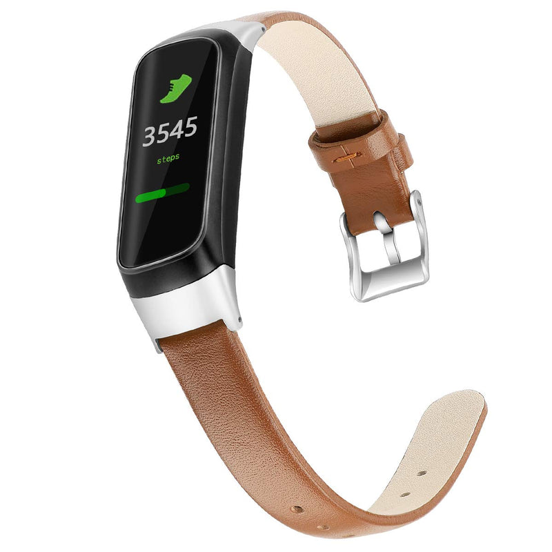 [Australia - AusPower] - Aresh Compatible with Samsung Galaxy Fit Bands,Soft Leather Strap Replacement Wristband for Samsung Galaxy Fit SM-R370 Fitness Smartwatch (Brown) Brown 