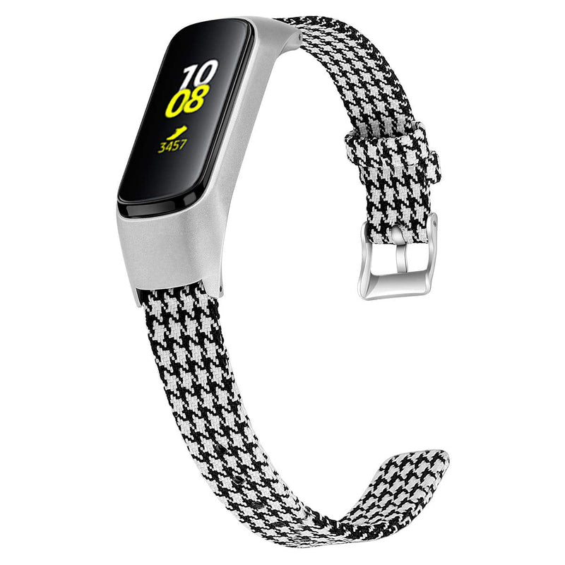 [Australia - AusPower] - Aresh Compatible with Samsung Galaxy Fit Band, Canvas Woven Bands/Soft Breathable Fabric Replacement Wristbands for Samsung Galaxy Fit Smartwatch (Black&White) Black&White 