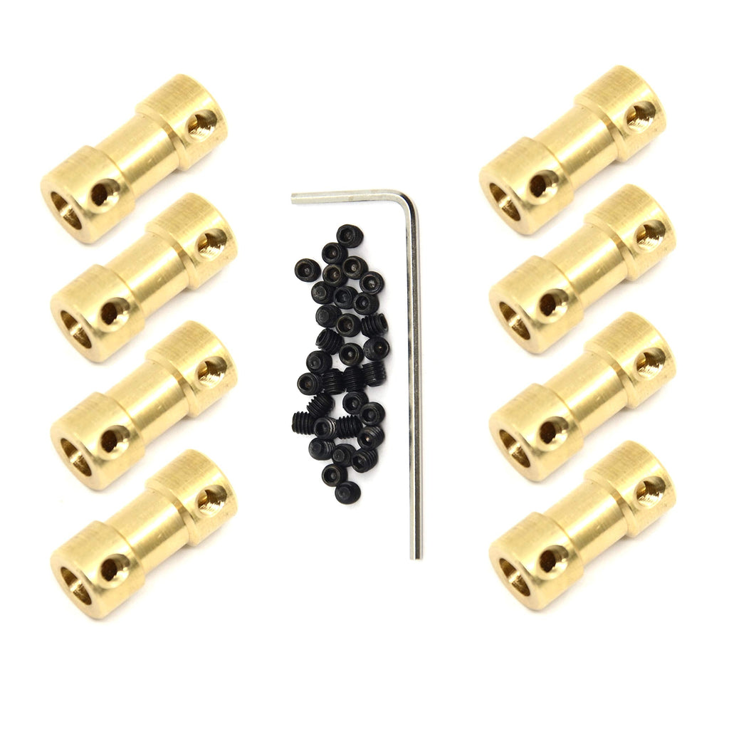 [Australia - AusPower] - Befenybay 8 Pcs 3mm to 5mm Brass Connector Copper DIY Motor Flexible Shaft Coupling Joint Connector With Screws for Small Motor (3mm to 5mm) 