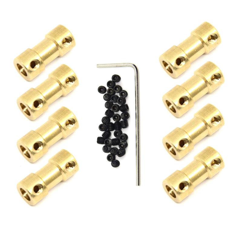[Australia - AusPower] - Befenybay 8 Pcs 3mm to 5mm Brass Connector Copper DIY Motor Flexible Shaft Coupling Joint Connector With Screws for Small Motor (3mm to 5mm) 