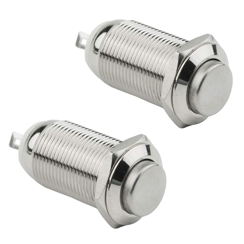 [Australia - AusPower] - WMYCONGCONG 2 PCS Latching Push Button Switch Waterproof Button Switch On Off 3A 250V AC Stainless Steel Switches 1/2" Hole 