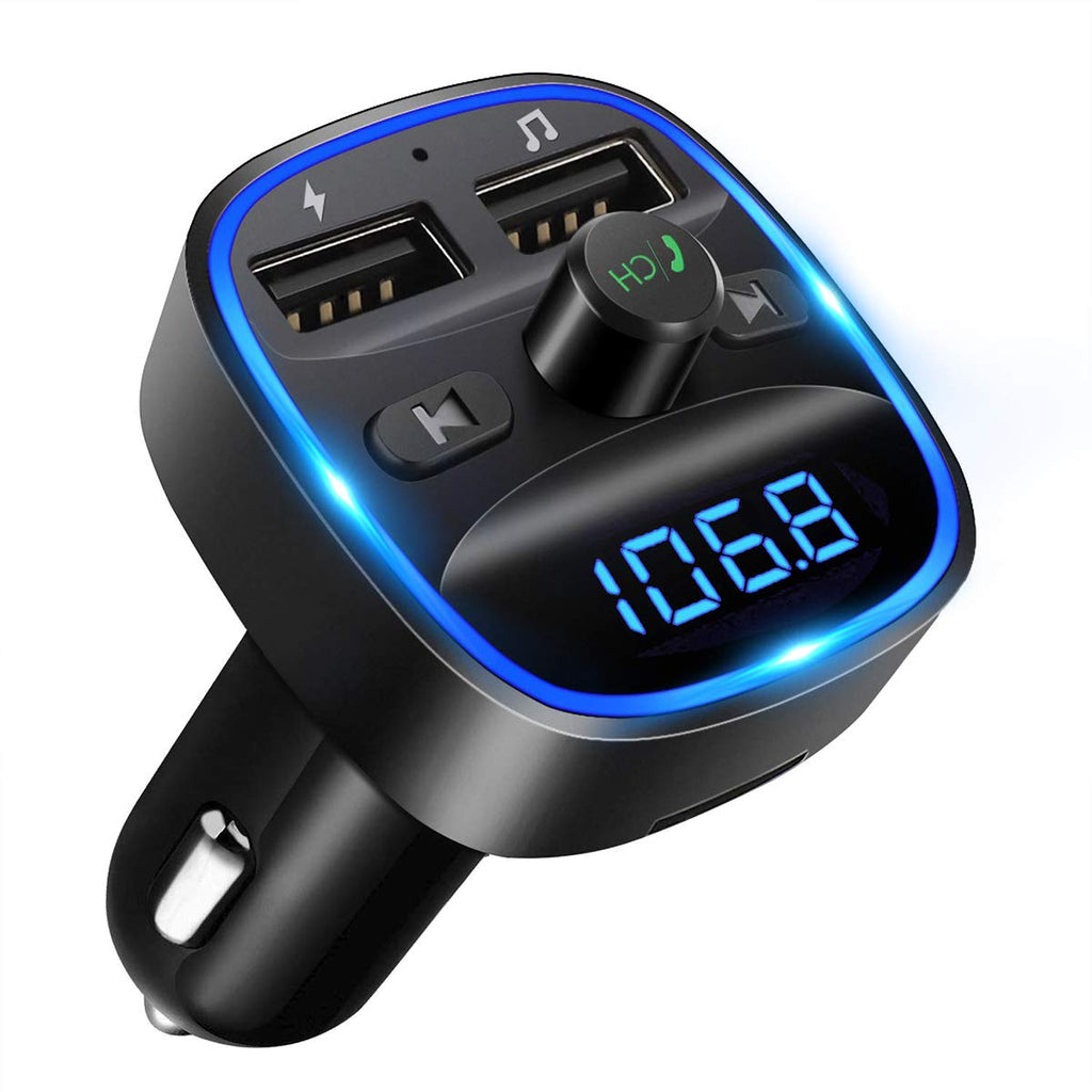 [Australia - AusPower] - LENCENT FM Transmitter, Upgraded (2021 Version) 2022 Bluetooth FM Transmitter Wireless Radio Adapter Car Kit with Dual USB Charging Car Charger MP3 Player Support TF Card & USB Disk 