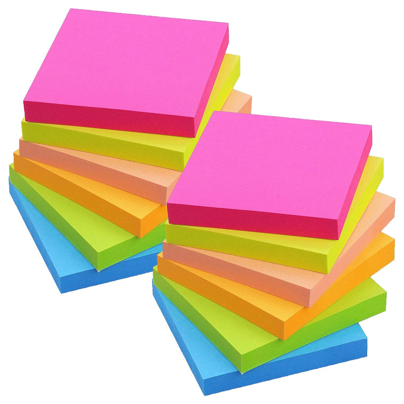 [Australia - AusPower] - 1200 Sheets Sticky Notes 3x3, 12 Pads/Pack, 6 Color Bright Colorful Sticky Pad, Self-Sticky Note Pads (Yellow, Green, Blue, Orange, Pink, Rose) 
