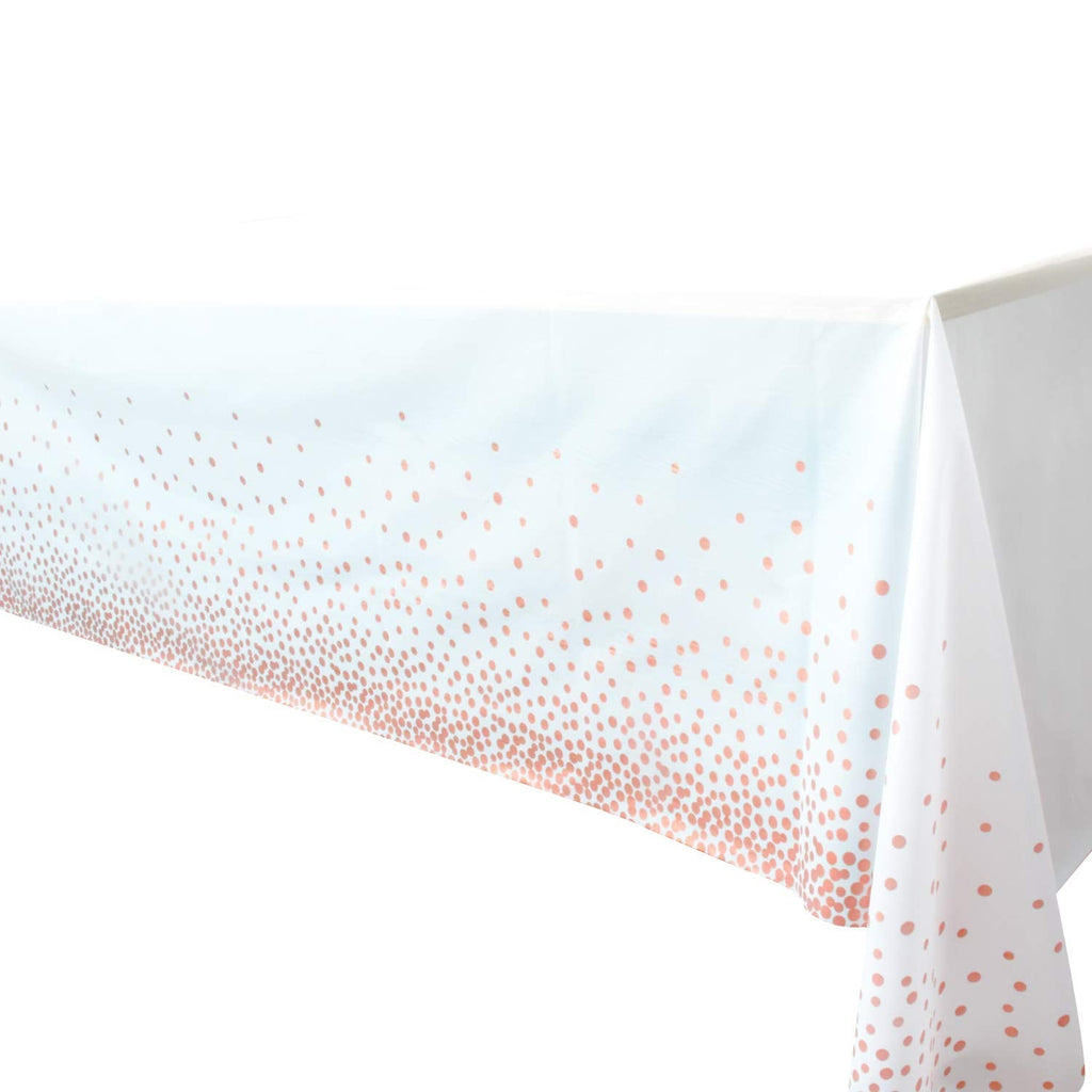 [Australia - AusPower] - 4 Pack - Plastic Tablecloths for Rectangle Tables,- Rose Gold Dot Confetti Party Table Cloths Disposable,Rectangular Table Covers, for Parties Thanksgiving Christmas Wedding, Anniversary,- 54" x 108" 