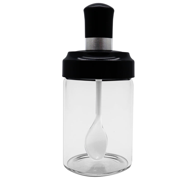 [Australia - AusPower] - Excelity Condiment Pots with Spoon and Lid Clear Glass Containers Jars for Storing and Dispensing Spice Salt Sugar Pepper 