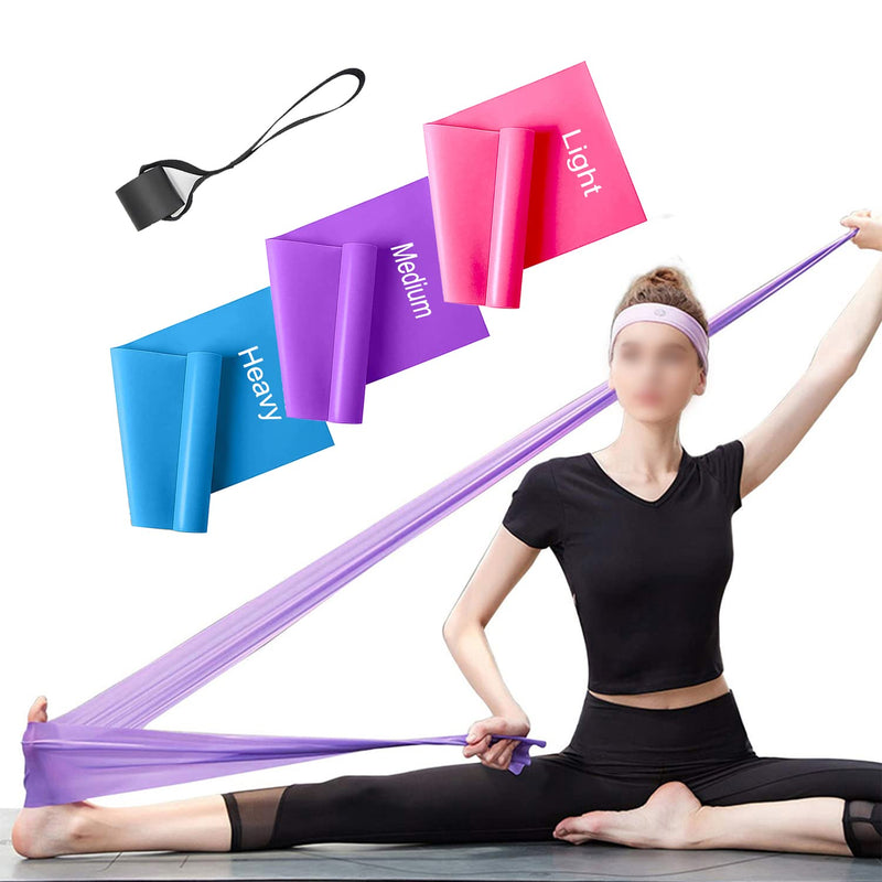 [Australia - AusPower] - Resistance Bands Set, 3 Pack Professional Latex Elastic Bands for Home or Gym Upper & Lower Body Exercise, Physical Therapy, Strength Training, Yoga, Pilates, Rehab, Blue & Purple & Pink 