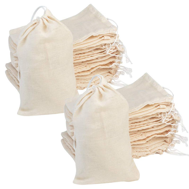 [Australia - AusPower] - 100Pcs Cotton Drawstring Bags, Reusable Muslin Bag Natural Cotton Bags with Drawstring Produce Bags Bulk Gift Bag Jewelry Pouch for Party Wedding Home Storage, Natural Color (4 x 6 Inches) 4x6 Inch (Pack of 100) 