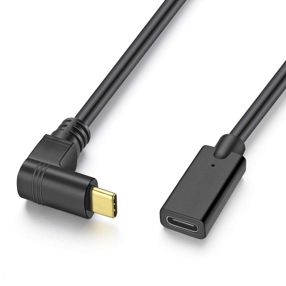 [Australia - AusPower] - URWOOW Quick Charge USB Type C Up or Down Angle 90 Degree Male to USB Type C Female 3 AMP Sync and Charging Cable Cord Wire Adapter Convertor Extension Cable 1FT (Right Angle M to F) Right Angle M to F 