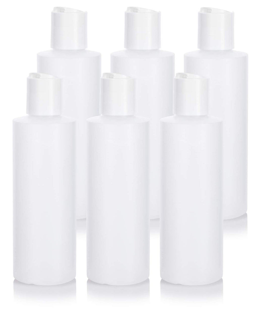 [Australia - AusPower] - 6 oz Clear Natural Refillable Plastic Squeeze Bottle with (BPA Free) (6 pack) (White Disc Cap) White Disc Cap 