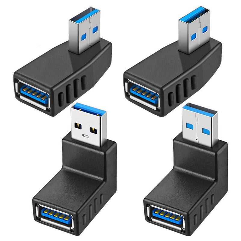 [Australia - AusPower] - 4PCS USB 3.0 Adapter Couplers 90 Degree Male to Female,USB Connector Extender Plug Coupler Extender - Including Left,Right,Up,Down Angle Adapter 