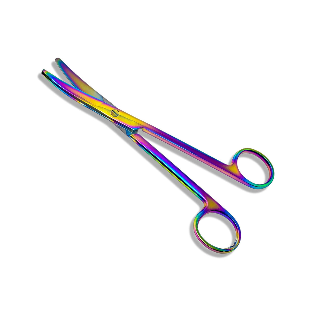 [Australia - AusPower] - Cynamed Mayo Dissecting Scissors with Multicolor/Rainbow Titanium Coating - Long, Thick Precision Shears - Premium Quality Instrument (6.75 in, Curved Blades) 6.75 in. 