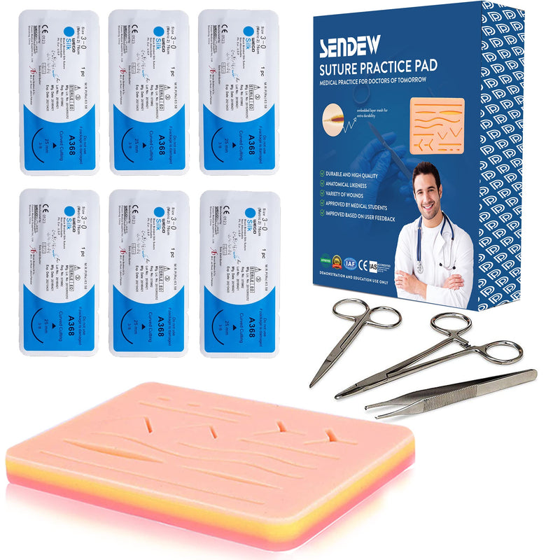 [Australia - AusPower] - Suture Training Pad Suture Practice Kit for Medical Dental Vet Training Students, Including Large Silicone Pad,Tool Kit with Needles 