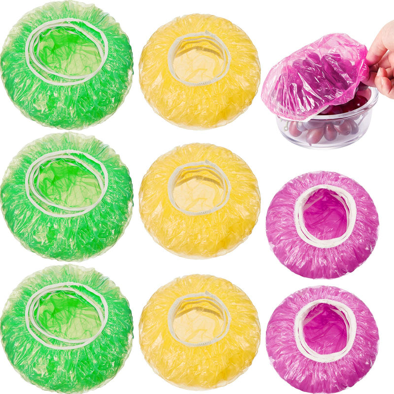 [Australia - AusPower] - 120 Pieces Reusable Food Storage Covers Elastic Colorful Bowl Covers Dish Plate Plastic Covers for Family Outdoor Picnic 