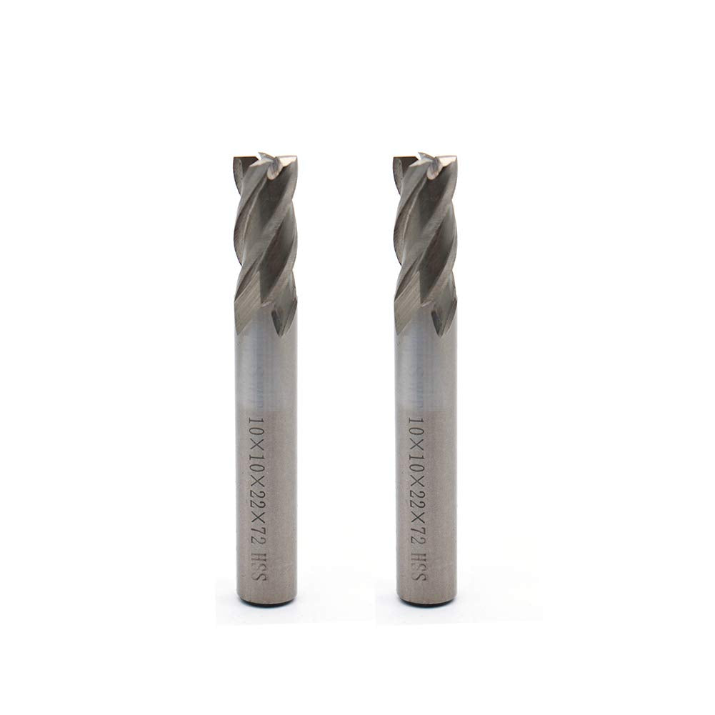 [Australia - AusPower] - Rannb End Mill Cutter 4-Flute CNC Bit 10mm/0.4" Cutting Dia and Shank Dia - Pack of 2 0.4“ x 0.4” 2pcs 