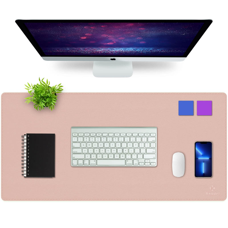 [Australia - AusPower] - Knodel Desk Mat, Dual-Sided Office Desk Pad, Mouse Pad, Waterproof Desk Mat for Desktop, Desk Pads & Blotters, PU Leather Desk Pad Protector (31.5" x 15.7", Pink) Pink/Silver 31.5" x 15.7" 