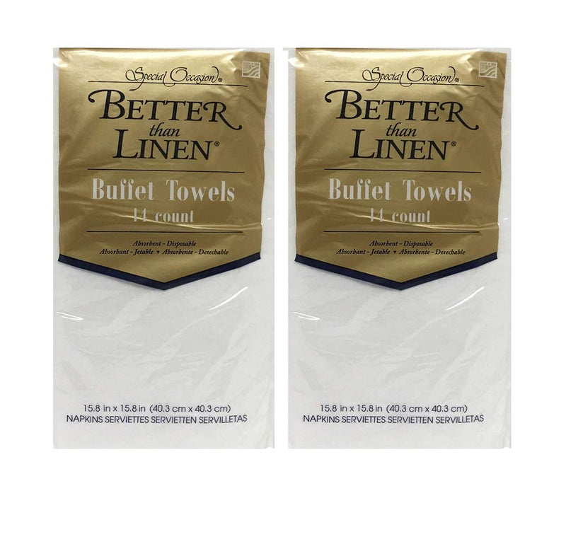 [Australia - AusPower] - Better than Linen White Buffet/Guest Towels set of 2 Pack 14 ct each Package 