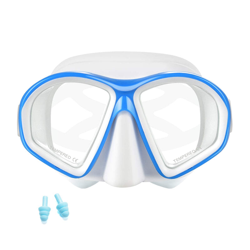 [Australia - AusPower] - Supertrip Kids Snorkel Mask-Scuba Diving Goggles Anti-Leak Snorkeling Freediving Mask Easybreath Tempered Glass Professional Swimming Gear for Youth Boys and Girls White blue 