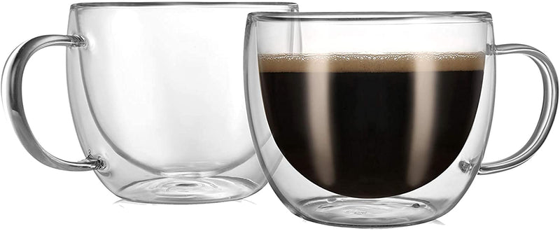 [Australia - AusPower] - CnGlass Cappuccino Glass Mugs 8.1oz,Clear Coffee Mug Set of 2 Espresso Mug Cups,Double Wall Insulated Glass Mug with Handles(Latte Glasses,Tea) 8.1OZ/240ML 