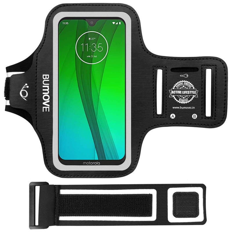 [Australia - AusPower] - Moto G7 Power/G7 Plus/G7 Armband, BUMOVE Gym Running Workouts Sports Cell Phone Arm Band for Motorola Moto G7/G7 Plus/G7 Power with Key/Card Holder (Black) Moto G7/G7 Power/G7 Plus 