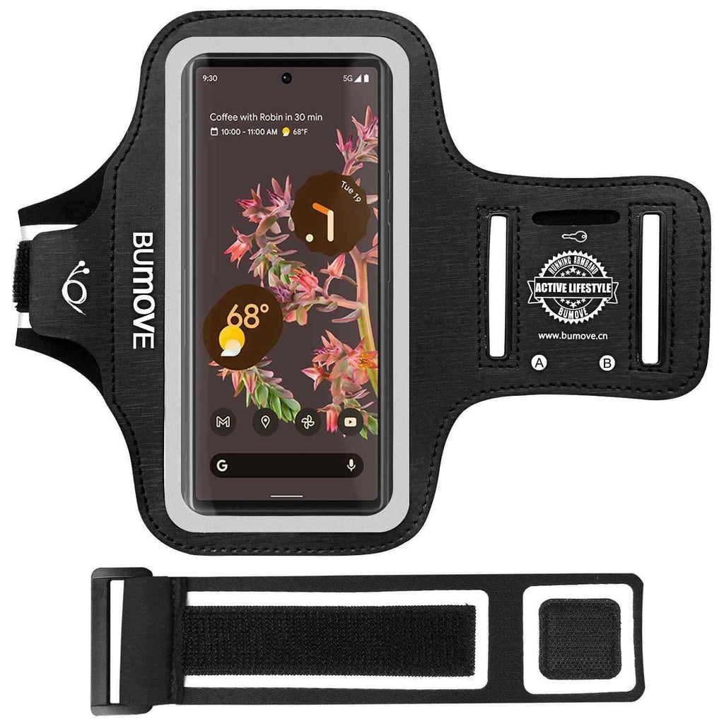 [Australia - AusPower] - Pixel 6/6 Pro/5a/4XL Armband, BUMOVE Gym Running Workouts Sports Phone Arm Band for Google Pixel 6, 6 Pro, 5a 5G, 4 XL, 3a XL, 3XL with Key/Card Holder (Black) Black 