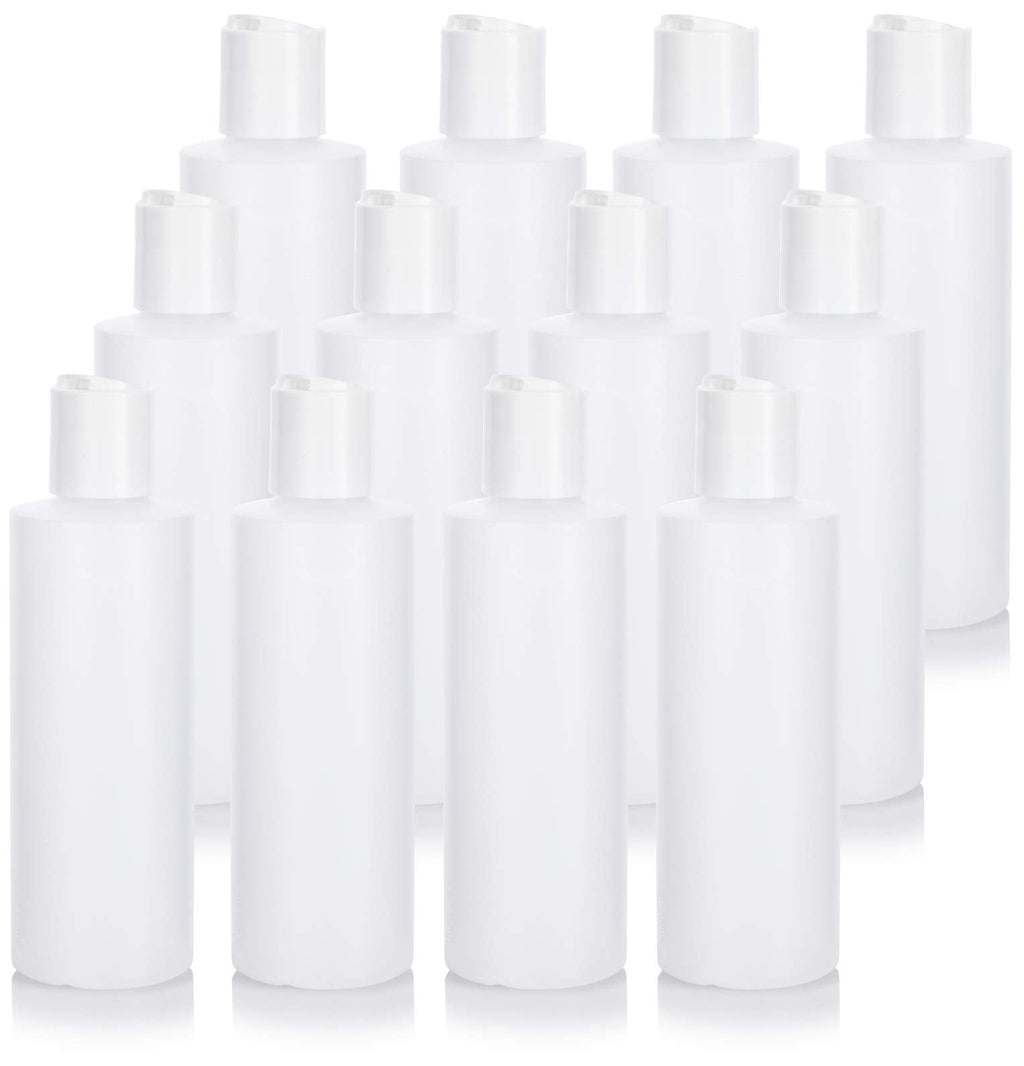 [Australia - AusPower] - 6 oz Clear Natural Refillable Plastic Squeeze Bottle with (12 Pack) (White Disc Cap) White Disc Cap 