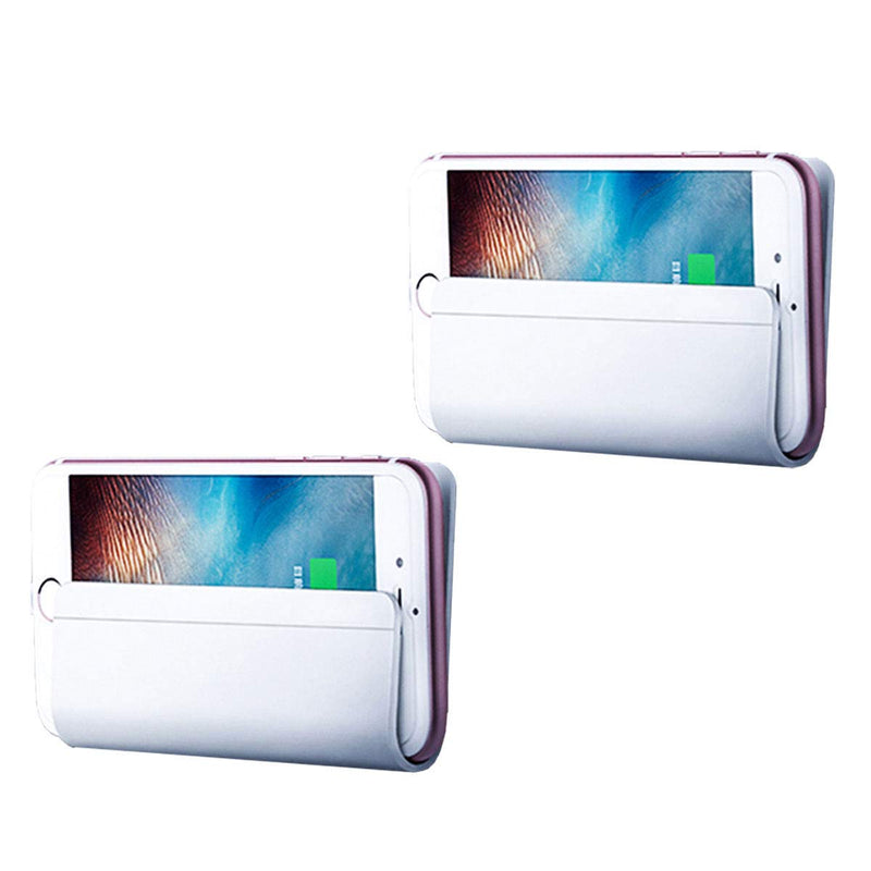 [Australia - AusPower] - 2pcs Adhesive Wall Mount Phone Holder Mobile Phone Charger Socket Pocket Multi-Purpose Phone Charging Dock Damage Free Storage Box Perfect for iPhone Smartphone Mini Table Remote Control (White) 