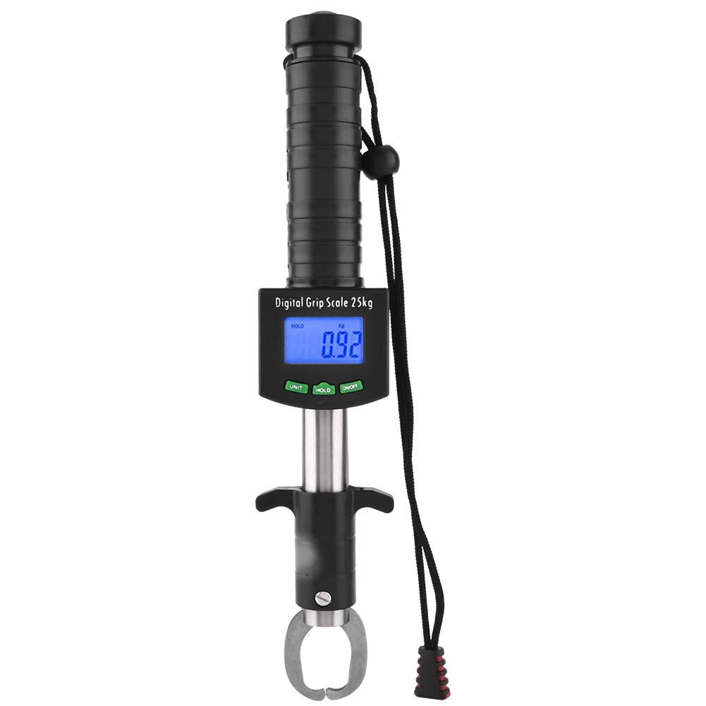 [Australia - AusPower] - Fish Lip Gripper with Digital Scale, 25kg/55lb Portable Lip Grip with Electronic Weight Scale 