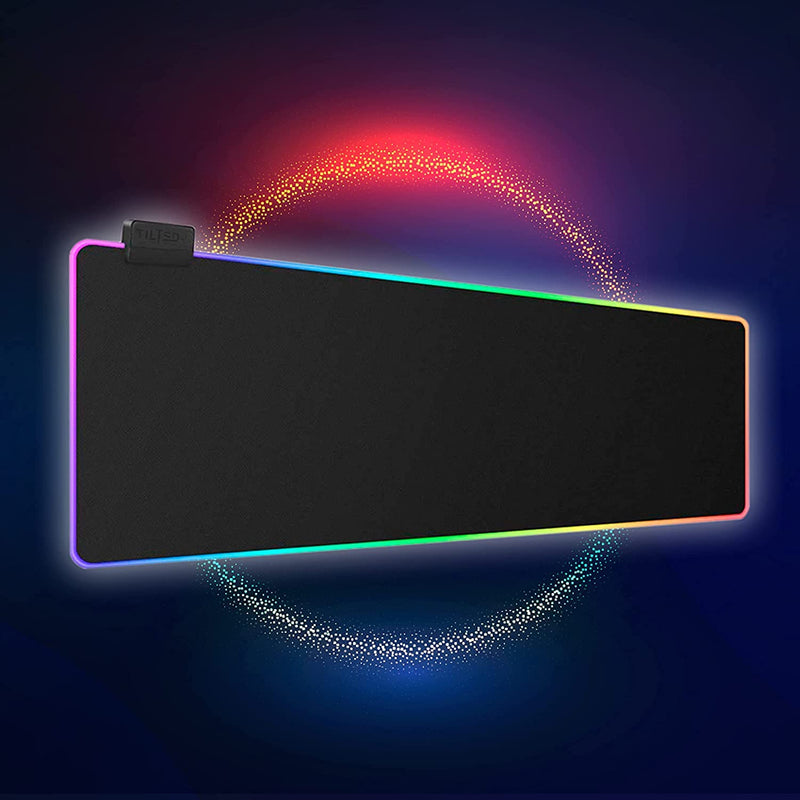[Australia - AusPower] - Tilted Nation RGB Gaming Mouse Pad Large - LED Extended Mousepad Desk Mat with 8 Adjustable Light Modes - Computer Mouse and Keyboard Pad - Non Slip Rubber Base, Easy to Clean Water Proof Surface Black with RGB Lighting 
