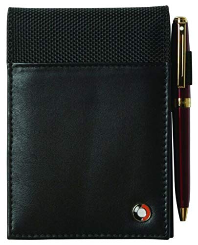 [Australia - AusPower] - Sheaffer 100% Full Grain Leather and 1680D Ballistic Nylon Notepad Holder/Jotter with Pen Loop, Front Pockets 5" x 3 1/2". New 