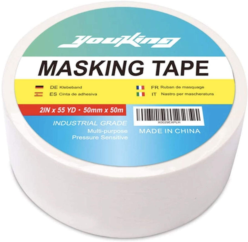 [Australia - AusPower] - YOUKING Professional Masking Tape, Multi-Use, Easy Tear Painter’s Tape. 2In X 55Yard Best for Home and Office (1roll 2" x 55yard) 