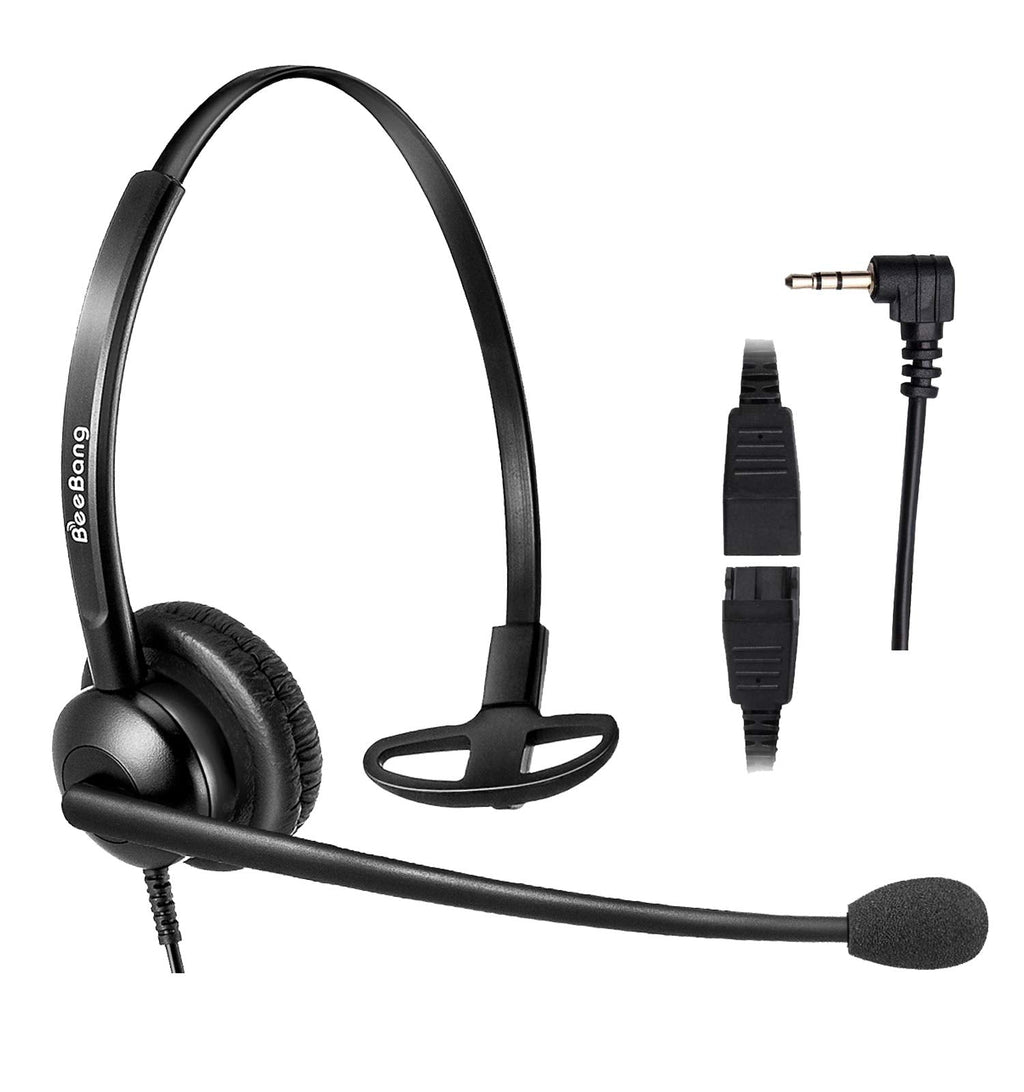 [Australia - AusPower] - 2.5mm Headset for Cordless Phone Telephone Headset with Noise Canceling Mic for DECT AT&T ML17929 Vtech Panasonic KX-TCA430 KX-T7630 Call Center Home Office Compatible with Jabra Monaural BNG510SQD011 