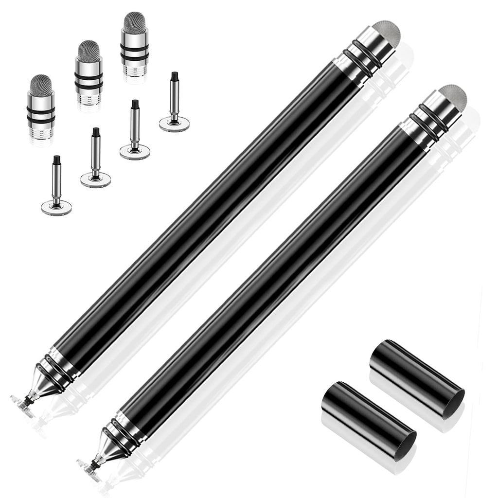 [Australia - AusPower] - Stylus Pens for Touch Screens, UROPHYLLA Fine Point Stylus Touch Screen Capacitive Stylus Pens for iPad, iPhone, Tablet, Laptops and All Capacitive Touch Screens with 7 Replacement Tips - Black/Black black black 