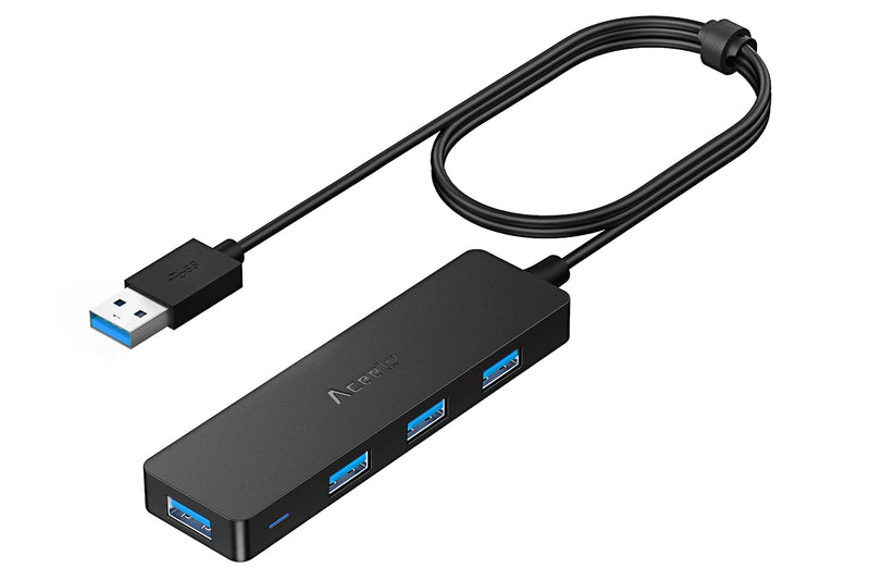 [Australia - AusPower] - Aceele 4-Port USB 3.0 Hub, Ultra-Slim USB Hub with 4ft Extended Cable, USB Port Multiport Expander[Charging Not Supported], for MacBook, Mac Pro, iMac, Surface Pro, XPS, PC, Flash Drive, Mobile HDD 