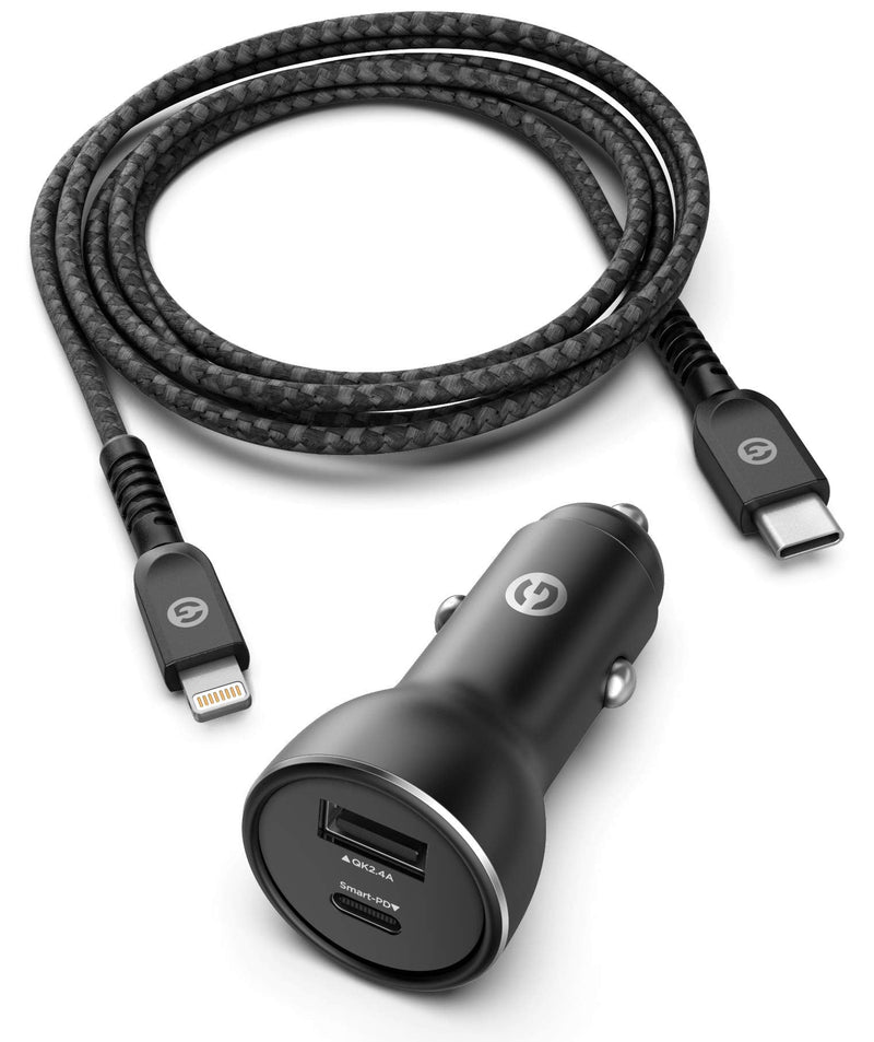 [Australia - AusPower] - PD Compatible with iPhone 12/13 Car Charger - Apple Certified USB C to Lightning Cable (Ultra-Fast Charging) Dual Port Vehicle Adapter for iPhone 8/8 Plus, Xr, Xs,11, Pro Max, 12, 13 and SE (30W) 