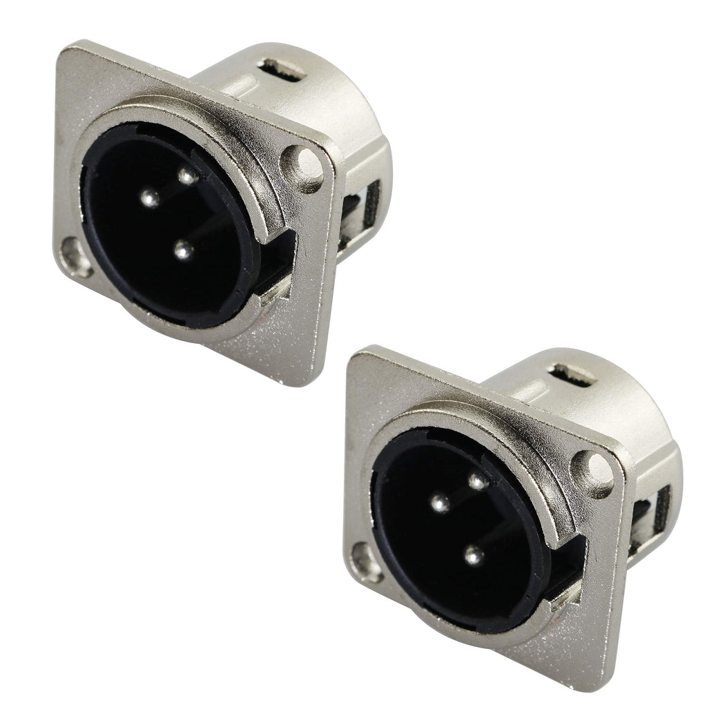 [Australia - AusPower] - Tegg XLR 3-Pin Male Jack 2PCS 3 Pin Metal Panel Mount Chassis Microphone Mic Socket Audio D Connector 