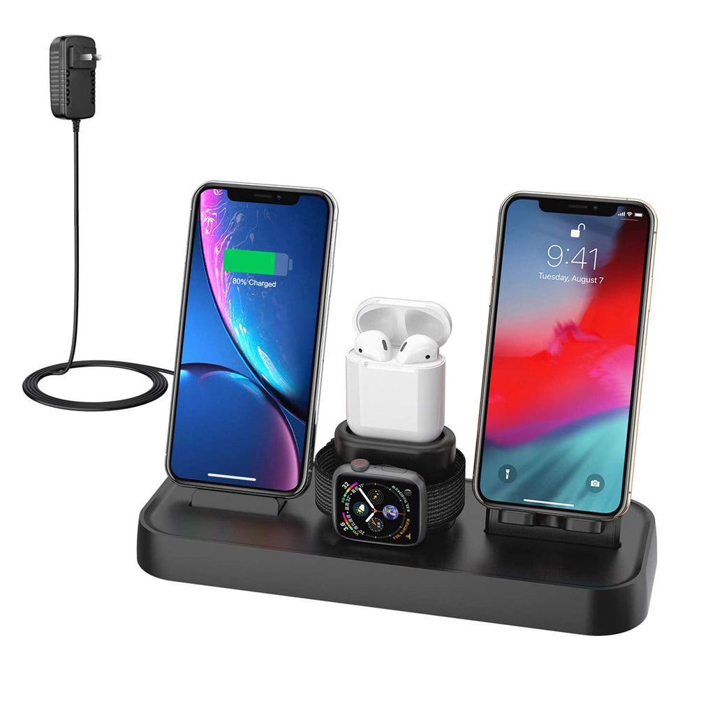 [Australia - AusPower] - Wireless Charger, 4 in 1 Charging Station for Apple, Wireless Charging Pad Stand with Apple Watch Charger Stand, Apple Watch Charging Stand with AirPods Dock Wireless Charger for iPhone iWatch Airpods 