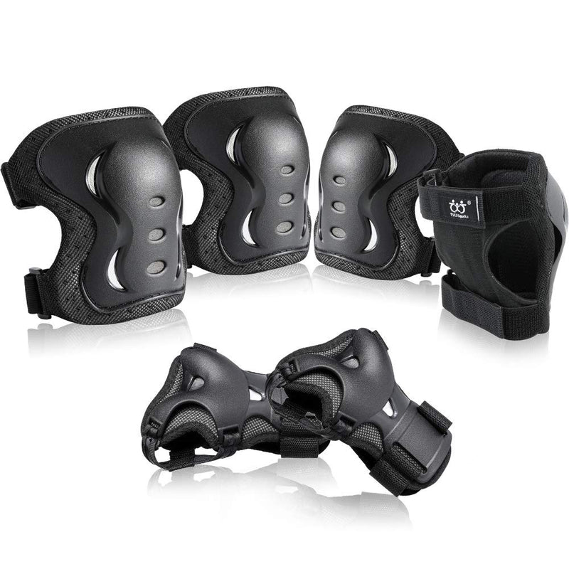 [Australia - AusPower] - boruizhen Kids & Adult/Youth Knee and Elbow Pads with Wrist Guards 3 in 1 Protective Gear Set for Skateboarding Cycling BMX Bike Scooter Skating Rollerblading Riding Black Small (3-7 years) 